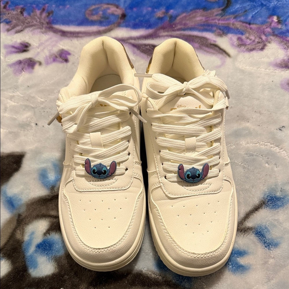 White Sneakers with Cartoon Design
